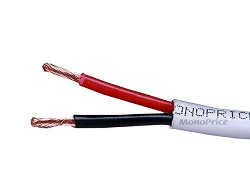 Monoprice 103844 250ft 12AWG CL2 Rated 2-Conductor Loud Speaker Cable (for In-Wall Installation), White