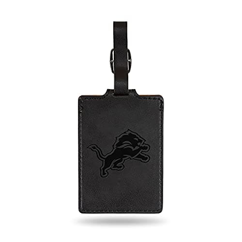 Rico Industries NFL Detroit Lions Black Laser Engraved Ultra Suede Luggage Tag - Includes ID Card 2.75 * 3.5"