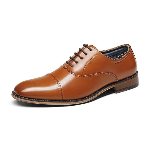 Bruno Marc Men's Lace Up Soft Cap-Toe Formal Dress Shoes,Size 6.5W,Brown,Louis_2