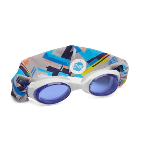 Splash Place SWIM GOGGLES with Fabric Strap - Adult & Kids Swim Goggles - Around The World Theme (Bolt)