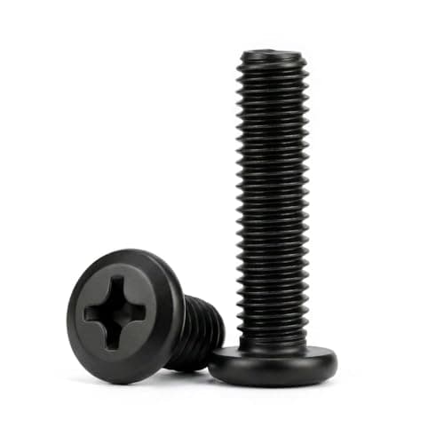 M3 x 25mm(30 Pack) Flat Round Head Machine Screw, Phillips Drive, Black Oxide 304 Stainless Steel 18-8, Fully Machine Thread, Bright Finish, for 3D Printer and Furniture & Service Repairs