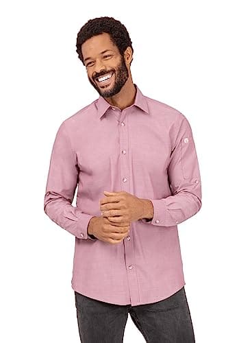 Chef Works Men's Chambray Shirt, Dusty Rose, 3X-Large