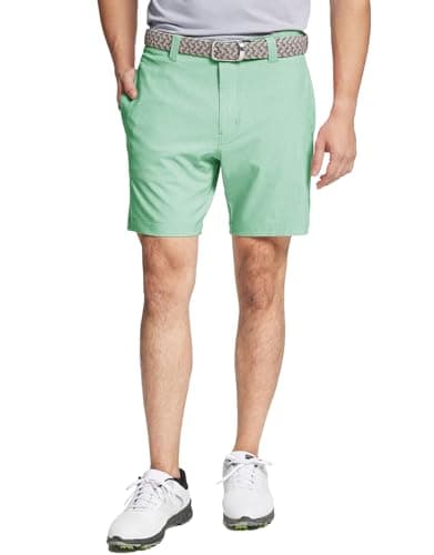 Mens Golf Shorts Performance Moisture Wicking Dri fit Lightweight 7 inch Casual Heather Flat Front Flex Mens Shorts Mint Green