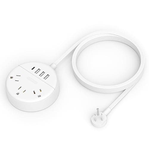 Extension Cord 15 ft, NTONPOWER Power Strip with Long Extension Cord, 3 Outlet 4 USB Compact Desktop Charging Station Wall Mount for TV Living Room, Dorm, Office and Nightstand, White