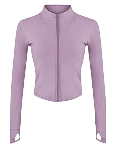 UANEO Workout Tops for Women Cropped Workout Jackets for Women Yoga Athletic Jacket (Purple-XS)