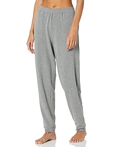 HUE Women's Solid French Terry Lounge Separates, Medium Grey Heather - Jogger Pant With Pockets, Small