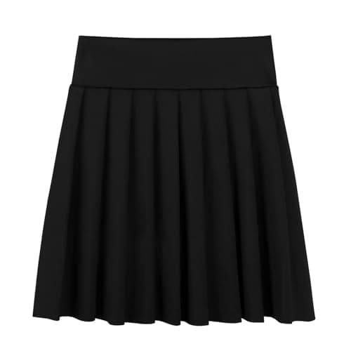 SPFAS Girls Pleated Tennis Skirt with Pockets Shorts Girl's Athletic Golf Skirt for Running School Cheerleading 4-15 Years Black