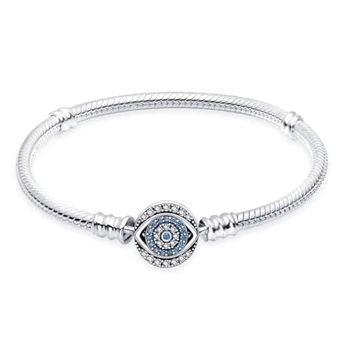 MICOO 925 Sterling Silver Snake Chain Butterfly Charms Bracelet, Evil Eye Bracelet with 5A Cubic Zirconia Bracelets for Women Birthday Gifts