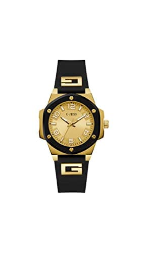 Guess Ladies 38mm Watch - Black Strap Champagne Dial Two-Tone Case