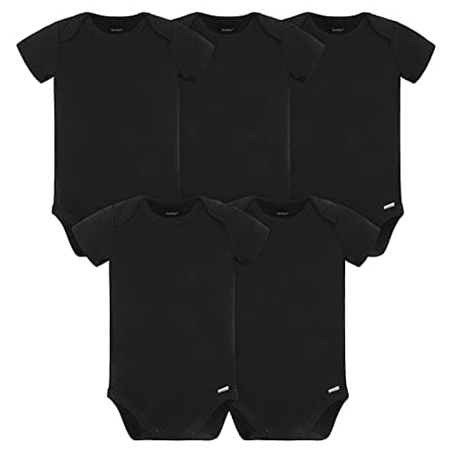 Gerber Unisex Baby 5 Pack Onesies Multi-Packs Bundle Interlock 180 GSM Shirt, Black, 6-9 Months US