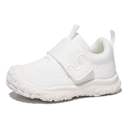 Newsonet Baby Shoes Boys Girls First Walker Sneakers Walking Non-Skid Lightweight Mesh Shoes White Size 12-18 Months Toddler