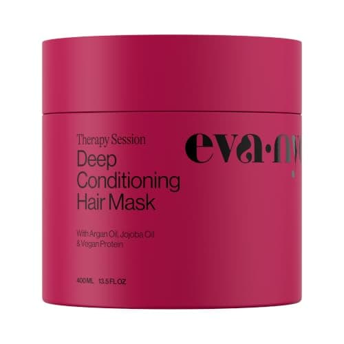 Eva NYC Therapy Session Deep Conditioning Hair Mask with Vegan Protein, Jojoba Oil + Argan Oil - Hydrate, Soften + Repair Hair Strength - Sulfate Free - Warm Vanilla Scent - 13.5 fl oz