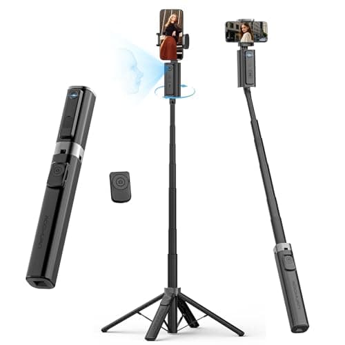 AOCHUAN Auto Face TrackingTripod, w/Gesture Control for iPhone,Extendable Pole, 360° Rotating Selfie Stick,Wireless Remote,Video Recording 4-Leg Stable & Portable Tripod