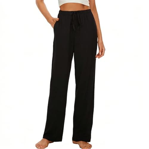 ROSA JUNIO Womens Pajama Pants with Pockets, Soft Drawstring Pajama Bottoms Women, Comfy Causal Sleep Lounge Pants