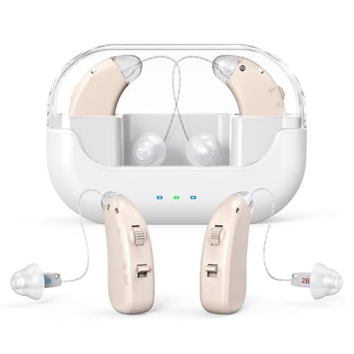 OTC Hearing Aids Rechargeable for Seniors, Lightweight Hearing Amplifiers for Adults with Intelligent Noise Reduction, Portable Behind-the-Ear Hearing Aid Headphones Comfortable Wearing