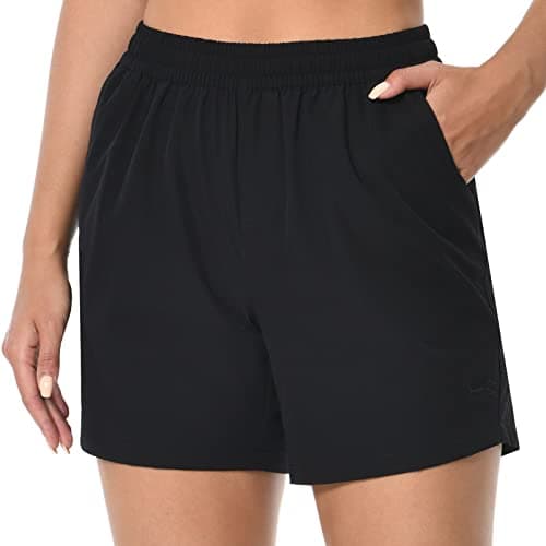 BASSDASH Women’s 5” Fishing Hiking Quick Dry Cargo Shorts with Zipper Pockets UPF 50+ Water Resistant Summer Casual Shorts Black