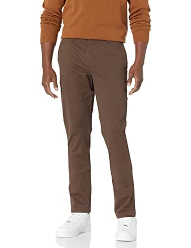 Amazon Essentials Men's Skinny-Fit Washed Comfort Stretch Chino Pant, Brown, 32W x 33L