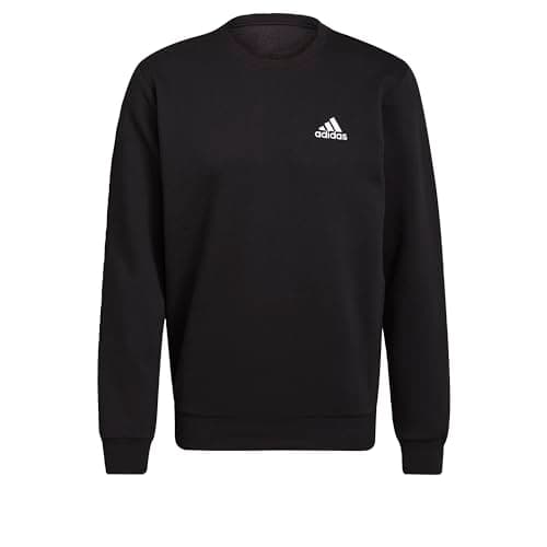 adidas Men's Essentials Fleece Sweatshirt, Black/White, Small