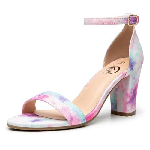 Trary White Purple Black Nude Heels for Women, Chunky Heels for Women, Strappy Sandals for Women, Open Toe Womens Heeled Sandals, Wedding Shoes for Bride, Comfortable High Heels, Homecoming Prom