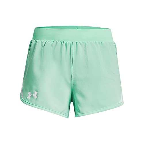 Under Armour Girls' Fly by Shorts, (958) Green Breeze/Green Breeze/White, X-Large