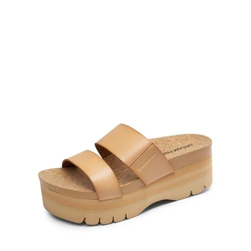 DREAM PAIRS Women's Platform Slides Sandals Comfortable Arch Support Two Strap Slip On Fashion Beach Wedge Sandals,Size 7,Nude,DWUMSS2533