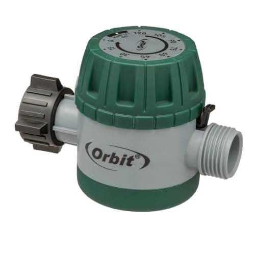 Orbit Mechanical Water Timer - Adjustable Irrigation Shutoff for Lawn & Garden Watering - Battery-Free Clockwork Hose Faucet Timer with Easy Grip Dial & Manual Bypass - 62034