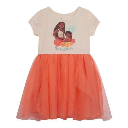 Disney Moana Little Girls Tulle Dress Coral Orange 7-8