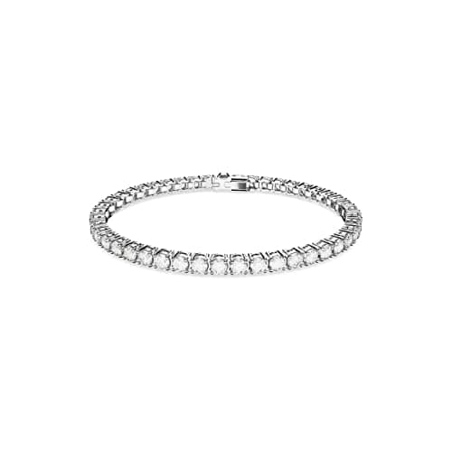 Swarovski Matrix Tennis Bracelet, Round Clear Stones on Rhodium Finished Band, Size S, Part of the Matrix Tennis Collection