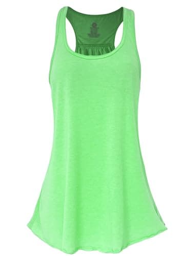 SepiMeli Plus Size Flowy Triblend Tank Top for Women – Soft Lightweight Long Racerback Sleeveless Shirt (Green, Medium)