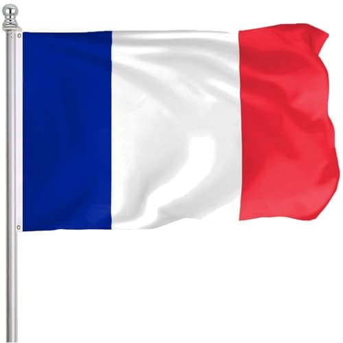 FLGCLUB France French Flag 3x5 Ft Outdoor, Vibrant Color Fade Resistant France Flags Polyster Double Stitched, French National Flag Canvas Header and Brass Grommets