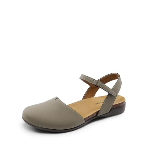 DREAM PAIRS Women's Closed Toe Sandals Arch Support Comfort Cork Footbed Flat Sandals Summer Shoes,Size 6.5,Taupe,DWUMFS2501