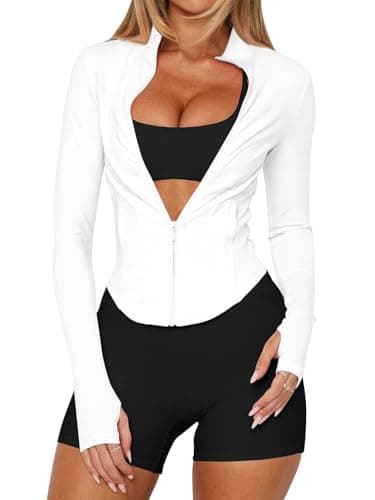 LEEDYA Womens Long Sleeve Workout Tops Quick Dry Quarter Zip Crop Shirts