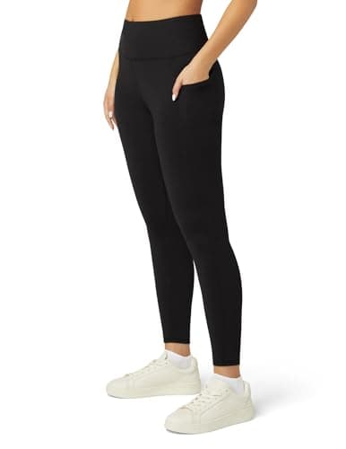 No nonsense Workout Leggings for Women with Tummy Control, Athletic Leggings with Pockets, High Waist Yoga Pants, Black, Medium