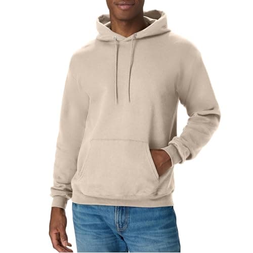 Hanes Comfortblend EcoSmart Hoodie, Midweight Fleece, Pullover Hooded Sweatshirt for Men, Sand