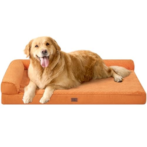 EHEYCIGA Memory Foam Dog Bed, Large Orthopedic Dog Bed, Pumpkin