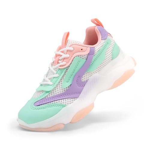 DREAM PAIRS Kids Girls Sneakers Jelly Sole Lace up Shoes Lightweight Walking Shoes for Girls Boys,Size 10 Toddler,Multi,KKUMFN2503