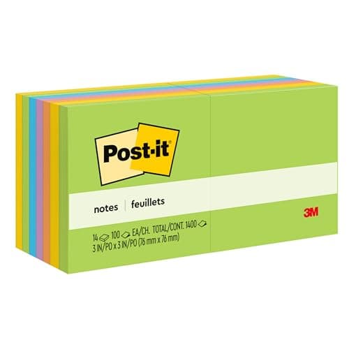 Post-it Notes, 3 x 3 in, Floral Fantasy Collection, 14 Pads
