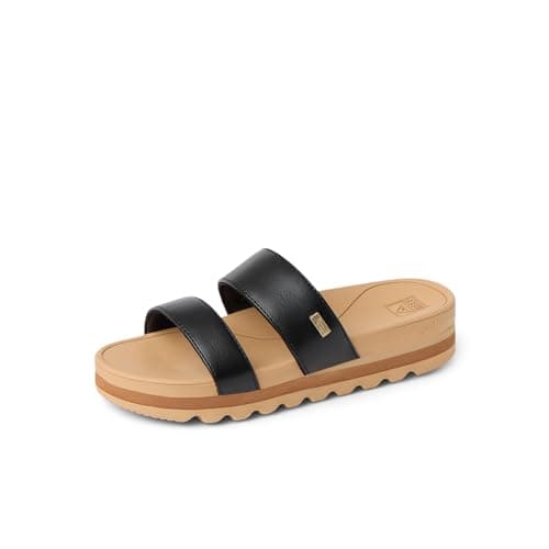 REEF Girls Sandals, Kids Vista Hi, Black/Tan, 13