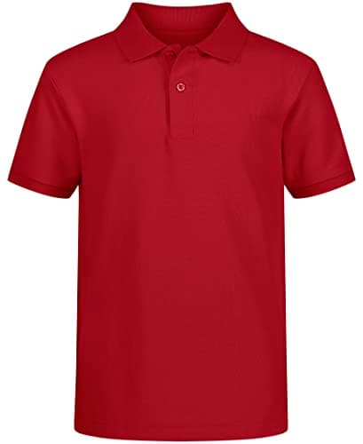 Nautica Boys' School Uniform Short Sleeve Pique Polo, Red, Large (14/16) Husky