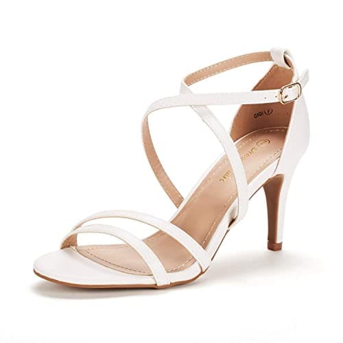 DREAM PAIRS Women's Fashion Stilettos Open Toe Pump Heel Sandals,Size 5.5,White/Pu,GIGI