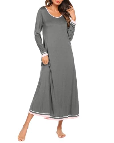 Ekouaer Long Nightgowns for Women Long Sleeve Night Gown Nightshirt
