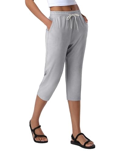 Pioneer Camp Capri Joggers Womens Ladies Capri Sweatpants Lightweight Workout Stretchy Drawstring Yoga Knit Lounge Summer Pants for Women 2024
