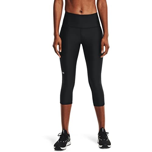 Under Armour Womens HeatGear Armour High Waisted Pocketed No-Slip Capri , Black (001)/White , X-Small