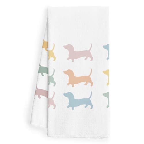 WFSM Wiener Dog Kitchen Hand Towels - Dachshund Tea Towels, Decor and Gifts for Women, Dog Mom - 1624 Inches