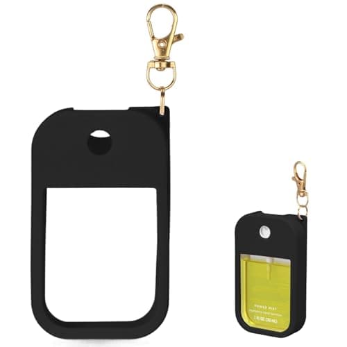 KYRGEU Hand Sanitizer Spray Case Compatible with Touchland Power Mist 1 oz – Silicone Case with Keychain for Touch Land Mist 1 fl oz（30 ml）, Hand Sanitizer Accessory for 1 fl oz (Black, 1 Pack)