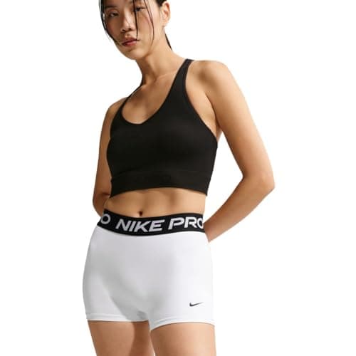 Nike Womens Pro Mid-Rise 3" Biker Shorts, White/Black/Black, XX-Large