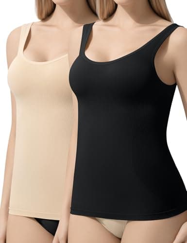 Esa Liang Shapewear Tummy Control Crew Neck Compression Tanks for Women Camisole Womens Tank Tops Daily Seamless Body Shaper