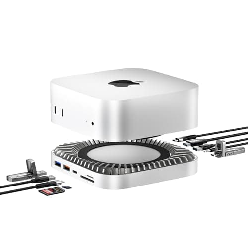 GIISSMO Mac mini M4 Dock with 4K@60 HDMI, 8TB M.2 NVMe SSD Enclosure, Mac mini Hub & Stand for Mac mini M4 and M4 Pro 2024 (10G USB A/C, 5G USB A*2, USB-C Charge, SD/TF, Audio)