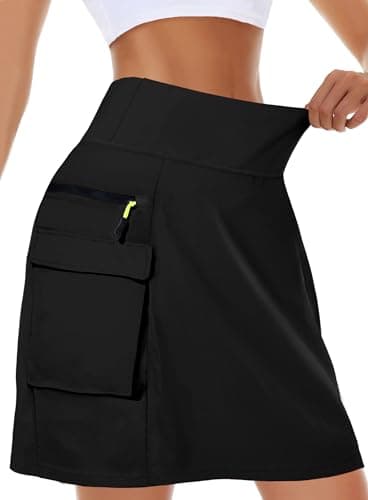 Kimmery Cargo Skirt with Shorts Underneath Golf Skirts for Women Skorts for Woman Athletic Skirt Black Skirt 3XL