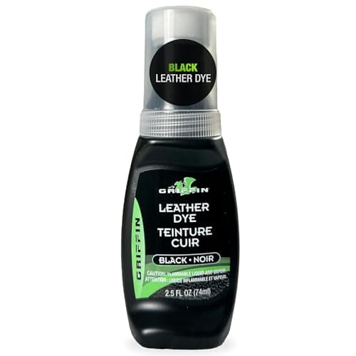 Griffin Black Leather Dye for Shoes & Boots – 2.5oz – Repairs Scuffs, Scratches & Fading – Permanent Leather & Suede Dye for Furniture, Car Seats, Jackets, Upholstery & More – Made in USA
